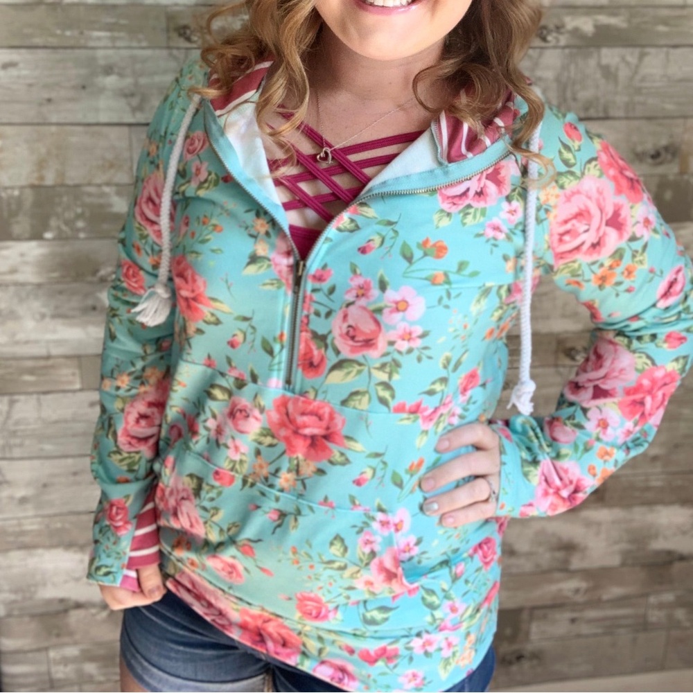 Floral Half Zip